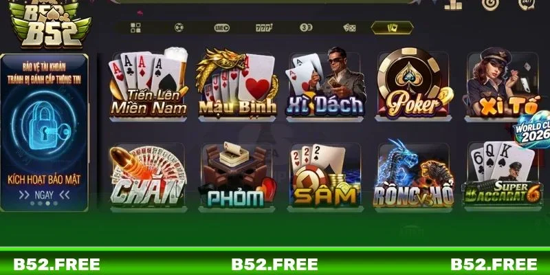 Game bài là sân chơi được B52 phát triển với kho trò chơi chất lượng.
